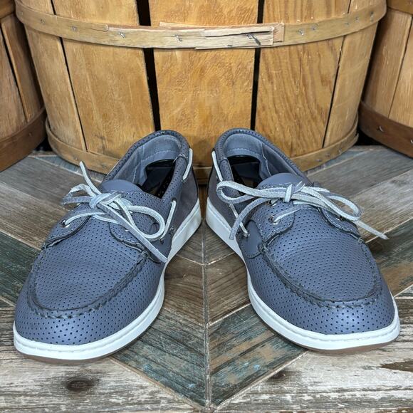 Sperry Coastfish 2-Eye Gray Perforated Leather Lace-Up Boat Shoes Womens Size 10 - Picture 7 of 11
